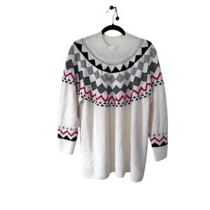 Vince Camuto Fair Isle Knit Sweater 3X Nordic Winter Cozy Bohemian Coachella y2k